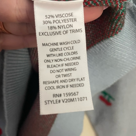 Altar'd State Blue Cherry Cropped Cardigan - Picture 3 of 5